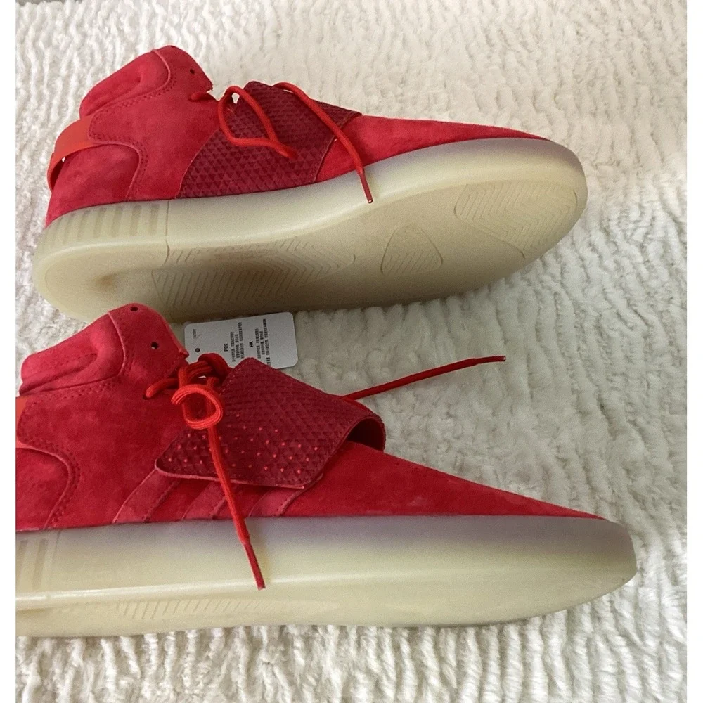 ADIDAS Tubular Invader Strap Trainers Men's 11.5 Red BB5039 With Box Y2K